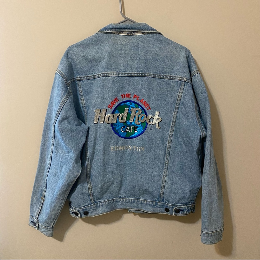 90s HARD ROCK CAFE “Save the Planet” Edmonton Canada Light-wash Denim Jacket